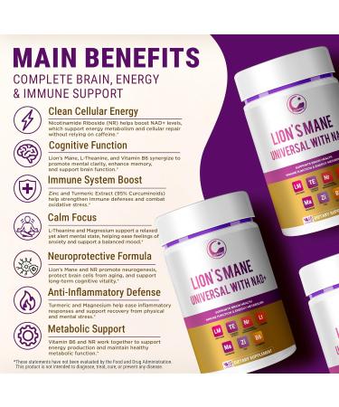 LEGRANO Lion s Mane Capsules & NAD+ Supplement with Nicotinamide Riboside (NR) L-Theanine Magnesium Zinc Vitamin B6 & Turmeric Energy Formula for Focus & Brain Health - Buy Online on GoSupps.com