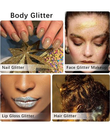 MOAMUN 32 Colors Glitter Set - Fine Glitters, Holographic Chunky Glitters for Resin, Arts, Crafts, Nail, Body, Hair, Face - Festival Makeup Sparkle Flakes Sequins - Buy Online on GoSupps.com