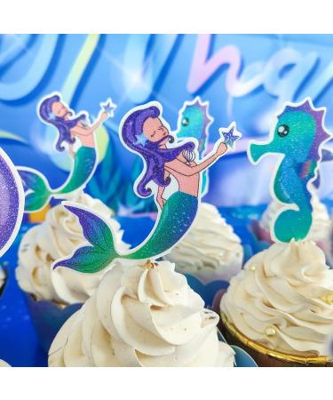 Mermaid Party Decoration Mermaid Cupcake Toppers Wrappers for Under the Sea Party supplies - Buy Online on GoSupps.com