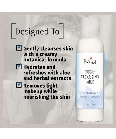 Reviva Labs Cleansing Milk Gentle Facial Cleanser for Sensitive Skin with Aloe & Botanical Oils Hydrating Milky Cleanser & Makeup Remover Vegan Face Wash for Dry or Mature Skin 4 fl oz - Buy Online on GoSupps.com