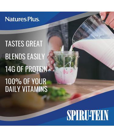 NaturesPlus SPIRU-TEIN Strawberry 5 lbs Protein Shake Powder - Plant Based Meal Replacement with Vitamins & Minerals - Vegetarian, Gluten-Free - 67 Servings - Buy Online on GoSupps.com