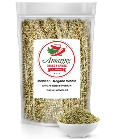 Dried Mexican Oregano (5 oz)  Fresh and Fragrant - Dried Whole Leaves  Great in Mexican Recipes like Pasole, Stews, Salsa, Meats, Enchiladas. Resealable Bag. By Amazing Chiles and Spices.