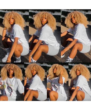 Anivia 16 Curly Wigs for Women | Ombre Blonde Afro Curly Synthetic Fiber Wig | Glueless Long Confused Curly Hair - Buy Online on GoSupps.com