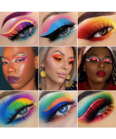 Neon Eyeshadow Palette 54 Colors Highly Pigmented Matte Shimmer Glitter Vibrant Blacklight Makeup Palettes Glow in the Dark Makeup Blendable Waterproof Rainbow Uv Hypoallergenic Makeup Pallet - Buy Online on GoSupps.com