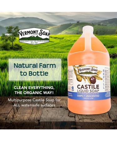 Vermont Castile Soap Unscented - Gentle Liquid Soap for Sensitive Skin | Organic Hair Shampoo & Body Wash - Aloe Castile Soap for Men & Women - 128 Fl Oz - Buy Online on GoSupps.com