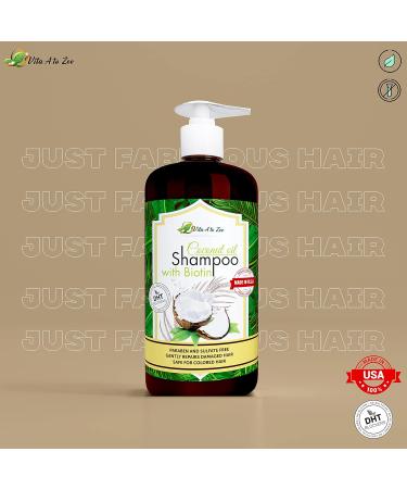 Coconut Oil Shampoo with Biotin & Aloe Vera - 16.9 Fl Oz | Hair Regrowth for Dry Frizzy & Coarse Hair - Moisturizing & Anti-Frizz Care - Buy Online on GoSupps.com