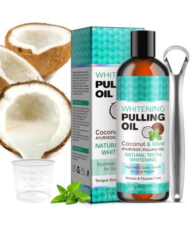 Coconut parenting oil for the teeth 237ml coconut oil mouth-drawn oil with coconut & peppermint oil mint oil for pulling mouthwater with tongue scraps coconut oil for teeth fresh breath tooth lighting - Buy Online on GoSupps.com