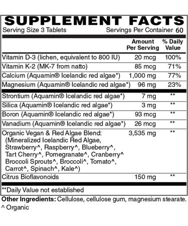 Holly Hill Algae Based Calcium 1000mg (180 Tablets) - 180 Count Pack | Vegan-Friendly Calcium Supplement - Buy Online on GoSupps.com