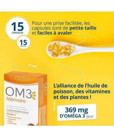OM3 - Memory-Duo Formula: Fish & Plant Oil - Omega-3 Centella Gingko Magnesium and Vitamin B5 - 15 capsules + 15 capsules - Buy Online on GoSupps.com