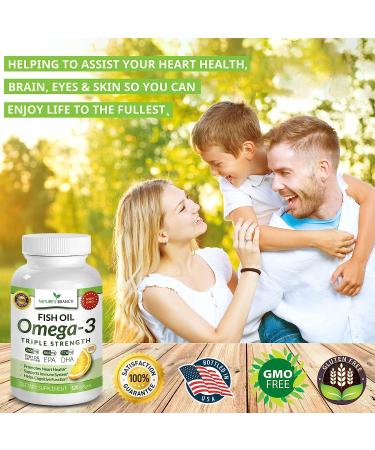 Triple Strength Omega 3 Fish Oil 2400mg Burpless Lemon Flavor - High Potency 864mg EPA 576mg DHA - Brain, Joints, Eyes, Heart Health - 120 Capsules - Buy Online on GoSupps.com