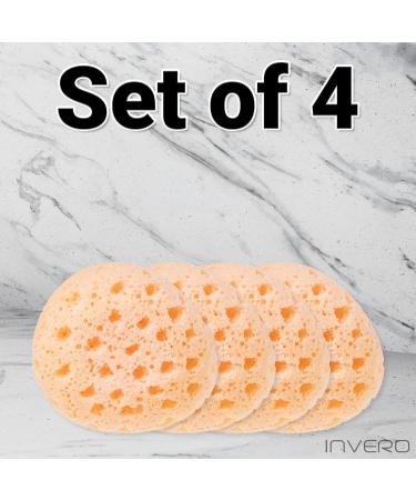 Invero Set of 4 Soft Luxury Body Bath Sponges - Perfect Body Scrub Bathing Sponge for Relaxing Exfoliating Massaging or Cleansing Skin - Ideal for Adults and Children - Buy Online on GoSupps.com