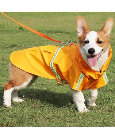 Petcute Waterproof Dog Raincoat - Windproof & Reflective for Small to Large Dogs - Adjustable Hood & Collar Hole - 4XL Orange - Buy Online on GoSupps.com