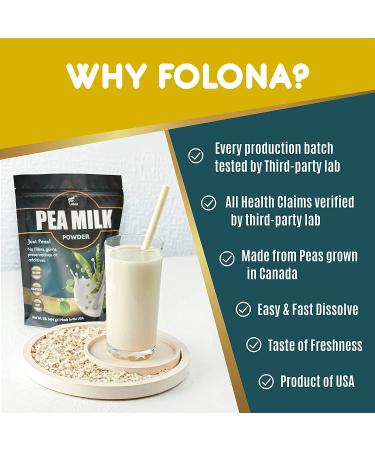 Folona Unsweetened Pea Milk Powder - Sugar Free Non-Dairy Coffee Creamer (1lb) | Vegan Keto Paleo Friendly | 7.2g Pea Protein | Shelf Stable - Perfect for Tea, Smoothies, Cooking - Buy Online on GoSupps.com