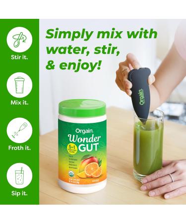 Orgain Organic Wonder Gut Fiber Supplement Powder 5 in 1 Blend with 1 Billion Probiotics Greens Vitamin C Adaptogens for Gut Health and Immune Support Non-GMO Orange Mango 7.05 oz - Buy Online on GoSupps.com