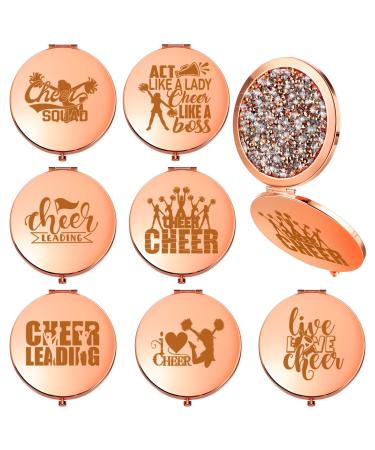 Roowest 7 Pcs Cheerleader Gifts Cheer Team Gifts for Girls Bulk Purses Compact Makeup Mirror Cheer Coach Gift Folding Pocket Travel Cosmetic Mirror Cheerleading Graduation Gift for Friendship