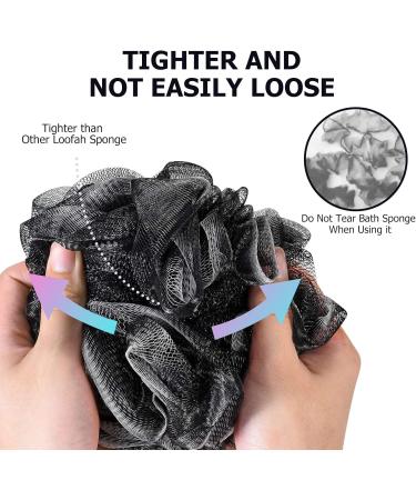 WOODFIB Shower Puff Loofah 4 Pcs - Extra Large Bath Sponge for Body Scrubbing and Exfoliating - Black 75g/PCS - Buy Online on GoSupps.com