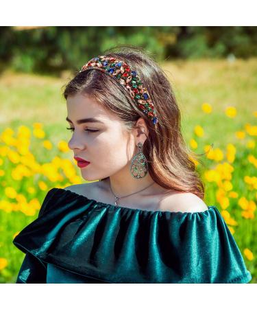 Crystal Rhinestone Velvet Padded Headband - Elegant Hair Accessory for Women, Ideal for Weddings and Parties - Buy Online on GoSupps.com