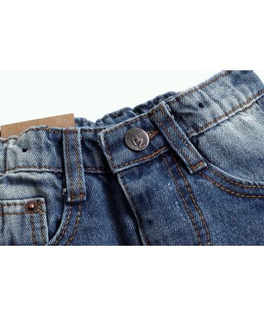 KIDSCOOL SPACE Baby Girl Boy Slim Jeans 7-8 Years Ripped Denim Pants | Elastic Waist | Slim Blue - Buy Online on GoSupps.com