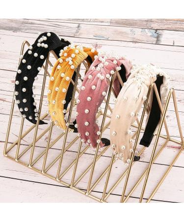 GORGOU 4 Pack Pearl Headbands for Women - Knotted Wide Headbands - Fashion Turban Hair Hoops - Velvet Hair Accessories for Girls - Buy Online on GoSupps.com