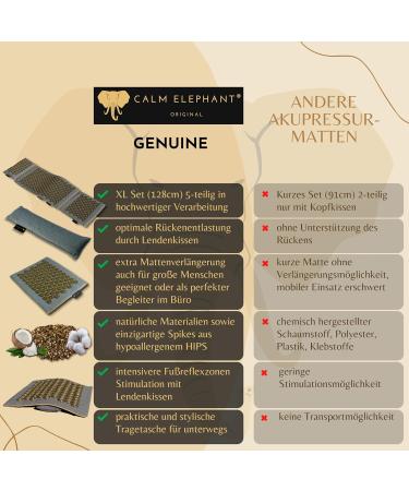 Buy Calm Elephant Original Premium AkuPressurmatte XL Set - Acupuncture Mat Loin Pillow & Foot Fakirmatte for Tension Relief - Ideal Massage Mat for Relaxation - Buy Online on GoSupps.com