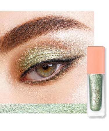 Oulac Liquid Glitter Eyeshadow Metallic Mint Green Eyeshadow with Silver Sparkle Shimmer Eyeshadow & Eyeliner Blendable Sparkly Eye Make-up Crease-Free Vegan Cruelty-Free 5.4g Starlets (19)