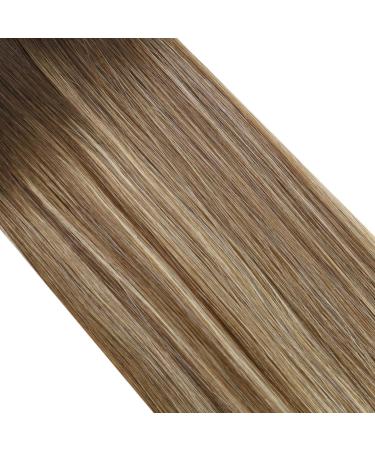 Moresoo 20 Inch Tape in Human Hair Extensions Dark Brown to Medium Brown with Platinum Blonde Highlights #4/6/613 - 20 Pieces/50g | Real Hair Seamless Tape Extensions - Buy Online on GoSupps.com