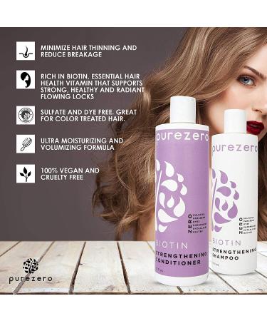 Purezero Biotin Shampoo & Conditioner Set - Volumizing Anti-Thinning Formula for Fuller Hair - Vegan & Cruelty-Free - Ideal for Color-Treated Hair - Buy Online on GoSupps.com