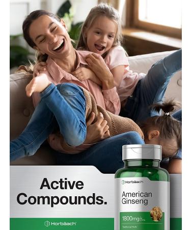 Horbaach American Ginseng Capsules 1800mg | 200 Count Non-GMO Gluten Free Supplement - Buy Online on GoSupps.com