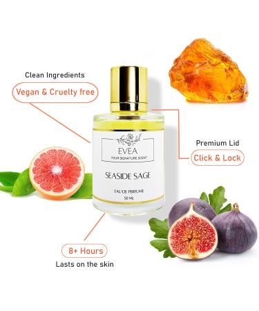 EVEA Eau de Parfum - Seaside Sage - Inspired by J. Malone' Wood Sage' & Sea Salt - Luxury Vegan Paraben-Free Women's & Men's Cologne - 50ml Spray | 1.7 fl. oz - Buy Online on GoSupps.com