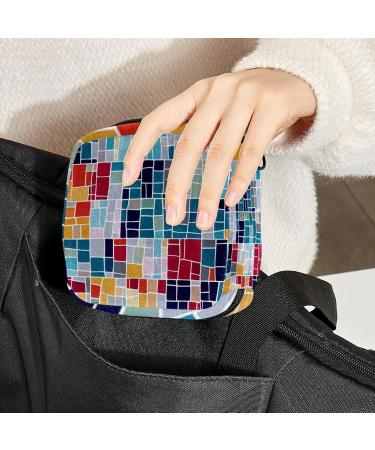 Buy Colorful Mosaic Menstruation Pad Bag with Zipper | Women's Tampon & Napkin Collection Bags | Stylish & Functional Storage for Women & Girls - Buy Online on GoSupps.com