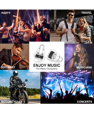 High Fidelity Concert Ear Plugs - Reusable Musicians Earplugs for Festivals DJs & Nightclubs - 24dB Noise Reduction (2 Pairs) - Black - Buy Online on GoSupps.com