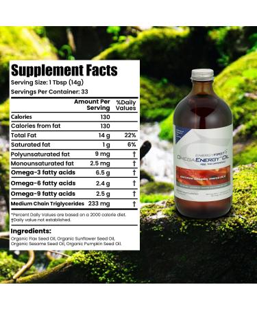 EnergyFirst Omega Energy Oil - Omega 3 & 6 Supplement with Flaxseed, Sunflower, Sesame & Pumpkin Seed Oil, Vegan Antioxidant & 12oz - Buy Online on GoSupps.com