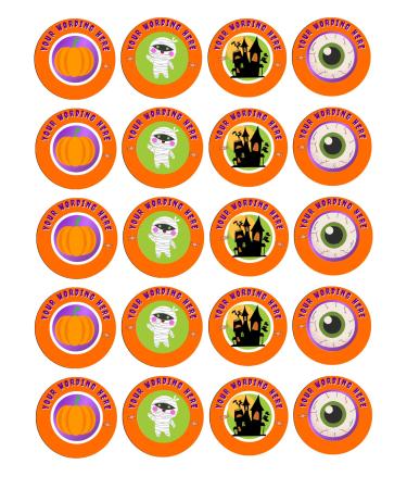 edible 20 x Halloween Personalised cupcake toppers uncut ! 1 (icing paper)