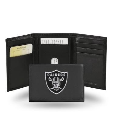 Rico Industries NFL Embroidered Genuine Leather Tri-fold Wallet 3.25" x 4.25" - Slim Las Vegas Raiders
