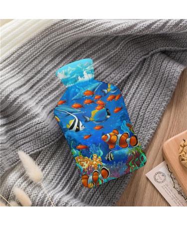 Underwater Hot Water Bottle with Plush Cover - Bed Bottle Hand Warmer for Adults & Kids | 26.5x15.3cm - International Shipping Available - Buy Online on GoSupps.com