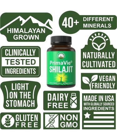 PrimaVie Purified Shilajit Capsules - Natural Supplement with 40+ Trace Minerals & Fulvic Acid - Buy Online on GoSupps.com
