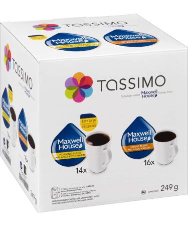 Tassimo Maxwell House Variety Pack 249g & Tassimo Maxwell House House Blend Coffee Single Serve T-Discs 126g Variety Pack + House Blend Coffee - Buy Online on GoSupps.com