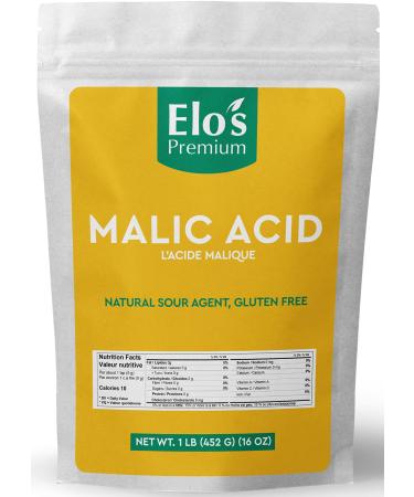Malic Acid Powder by Elo s Premium (1 LB 452 g) Packaged in Canada Gluten Free Food Grade Natural Sour Agent for Candy Wine Potato Chips Recipes and More