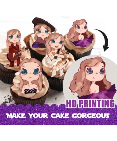 18pcs Glitter Cartoon Girls Dessert Cupcake Topper Cheer to Worldwide Popular Female Singer Concert Theme Decor Pick for Fan Men Women Happy Birthday Music Party Decorations Supplies - Buy Online on GoSupps.com
