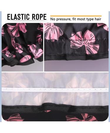Arqumi 2 Pack Waterproof Satin Shower Cap Set - Pink+Black | Polyester Pattern Bath Cap with Elastic Band - Buy Online on GoSupps.com