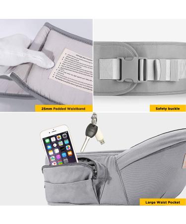 GAGAKU Baby Hip Seat - Lightweight Waist Stool for 0-36 Months - 4 Carrying Positions - Newborn Friendly - Gray - Buy Online on GoSupps.com