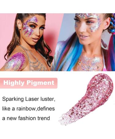 Buy Go Ho Pink Body Glitter Gel & Baby Pink Heart Earrings Sparkle Holographic Glitter for Concerts & Makeup - Buy Online on GoSupps.com