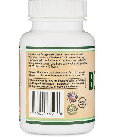 Boric Acid Suppositories 600mg - 60 Count - Vaginal pH Balance & Odor Control - USP Medical Grade - Made in USA - Buy Online on GoSupps.com