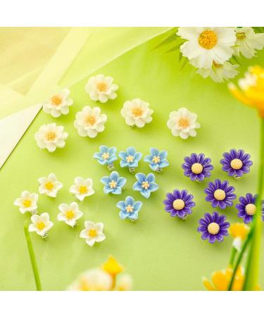 24 Flower Hair Clips for Women - Wedding Bridal Accessories in White, Yellow, Dark Purple, Light Blue - Elegant Barrettes for Bridesmaid, Party Wear - Buy Online on GoSupps.com