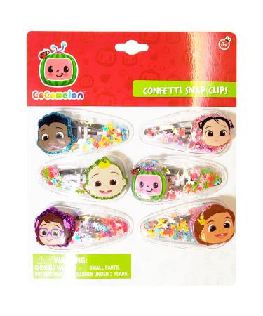 LUV HER Cocomelon Hair Clips For Girls 6pc Magical Confetti Hair Clips with Favorite Cocomelon Character Charms Ages 3+