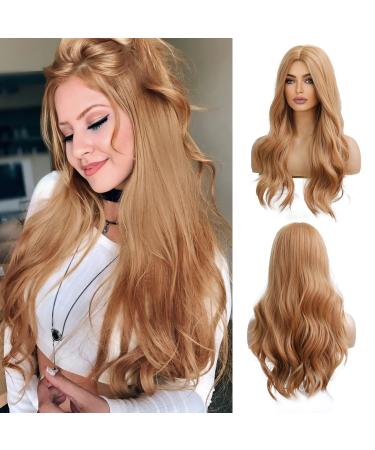 Oefei long corrugated strawberry blonde wigs for women natural synthetic hair heat-resistant wigs for daily party cosplay wear-24 inches strawberry blonde (24) - Buy Online on GoSupps.com