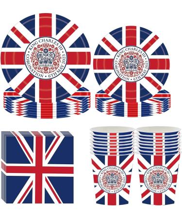 REMEK Coronation of King Charles III | Coronation of King Charles III Set Plates Napkins and Cups Union Jack for Coronation Parties Charles Commemorative Set Crown - 4-piece set - Buy Online on GoSupps.com