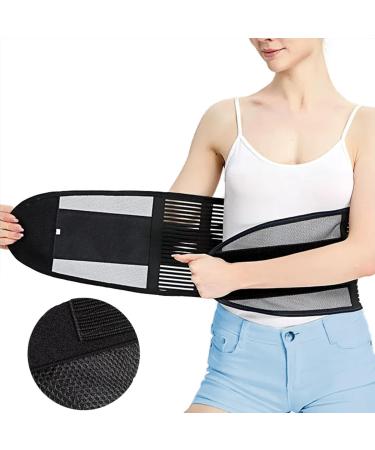 Innoti Back Band for Men & Women - Lumbar Support Belts with Double Adjustment Straps - Black Compression Back Brace (M: 70-83 cm) - Ideal for Sports & Work - Buy Online on GoSupps.com