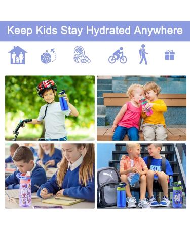 SUPPRUI Kids Water Bottle with Straw - 480ML Leak Proof BPA-Free for School Boys & Girls (Purple) - Buy Online on GoSupps.com