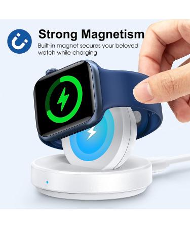 ZAPOGO Portable Magnetic Apple Watch Charger Stand - Wireless Fast Charging Dock with Nightstand Mode for Apple Watch Series 8/7/SE/6/5/4/3/2 - White - Buy Online on GoSupps.com